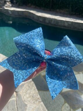 Sparkle Sequin Bow Hair Clip - Blue